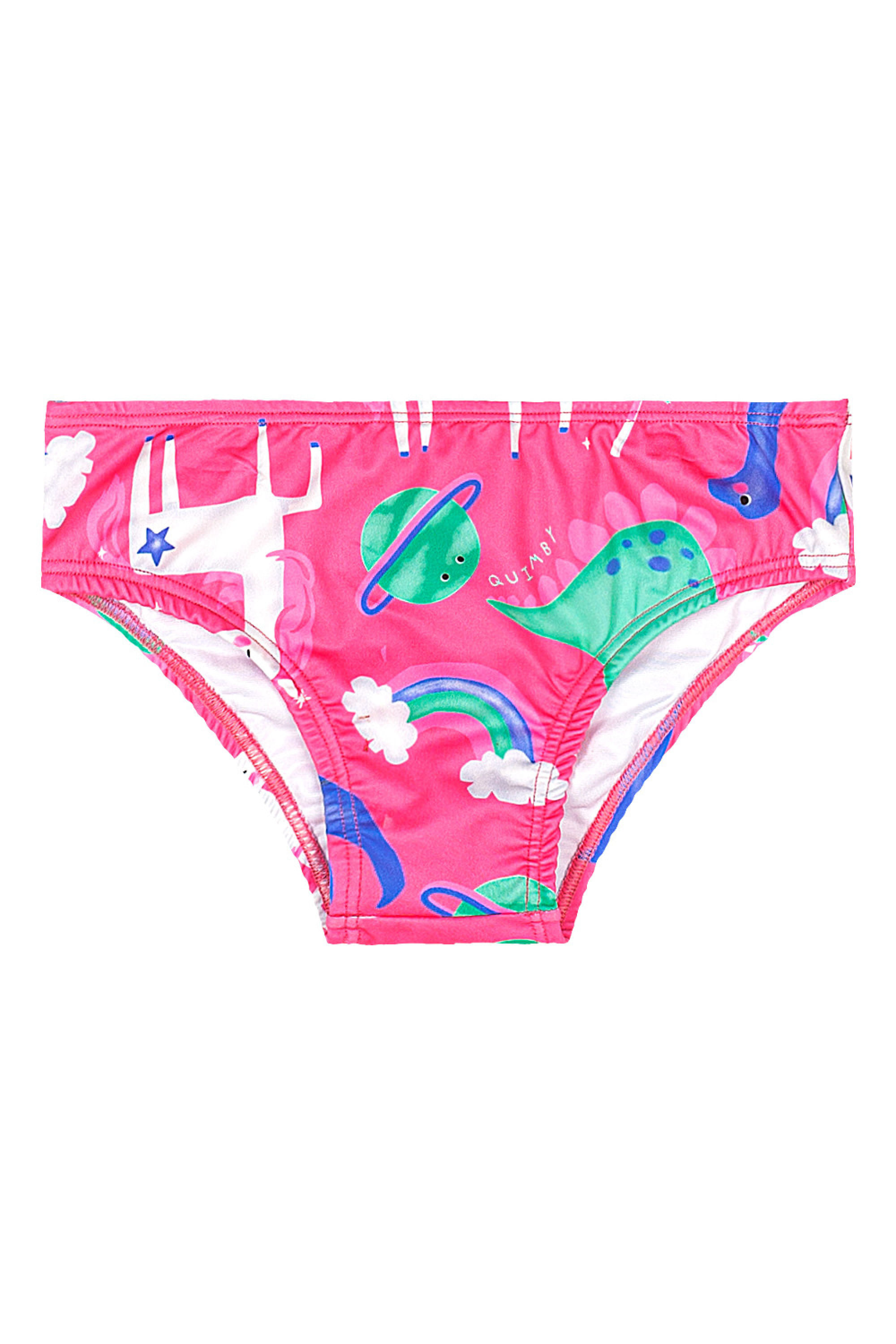 Biquíni Infantil com Blusa e Calcinha de Unicórnio (Rosa Pink Neon) Quimby - Imagem 27